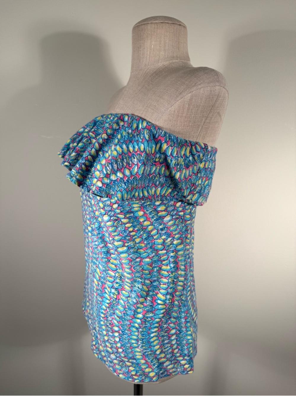 Lilly Pulitzer Wiley Strapless Ruffle Tube Top Clam Jam Print Seashell Nautical - Picture 14 of 16